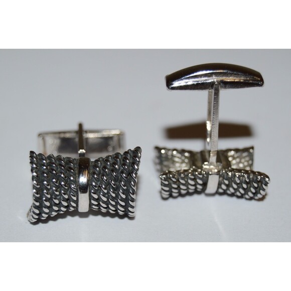 Nice Vintage Tied Rope Roped Nautical Silver Tone Men's Cuff Links Rare - Picture 1 of 4